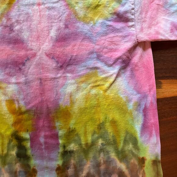 Ice Dyed Unisex T-shirt - Tie Dye Accordion - Pink Gold Bronze - Handmade Small - Picture 7 of 9